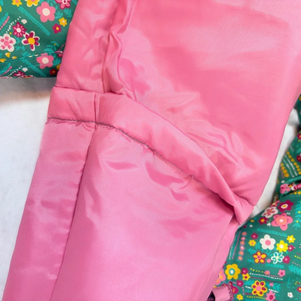 Obermeyer Girls Green Pink Floral I-Grow Snow Ski Suit Jacket Pants Size 8
